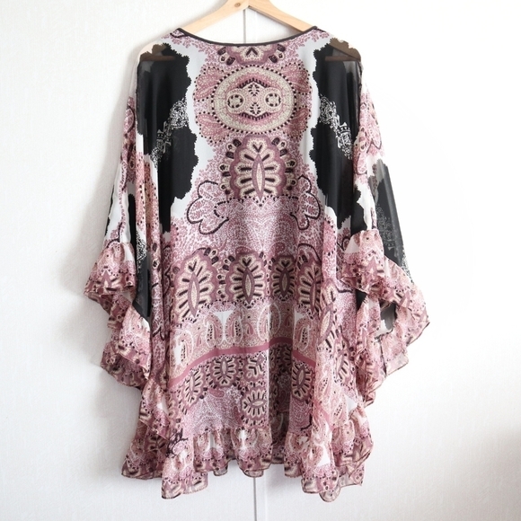 FREE People Marla Dreams Dress Black Combo Purple Floral Boho Hippie Slouchy - Picture 11 of 11